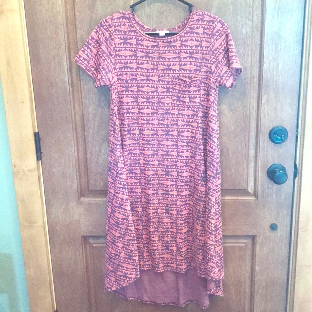 Lularoe Carly Dress Purple/Pink Aztec Print